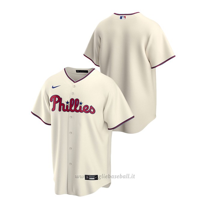 Maglia Baseball Uomo Philadelphia Phillies Replica Alternato Crema